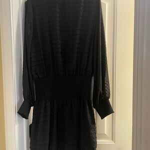 White House Black Market Black Long-Sleeve Dress
